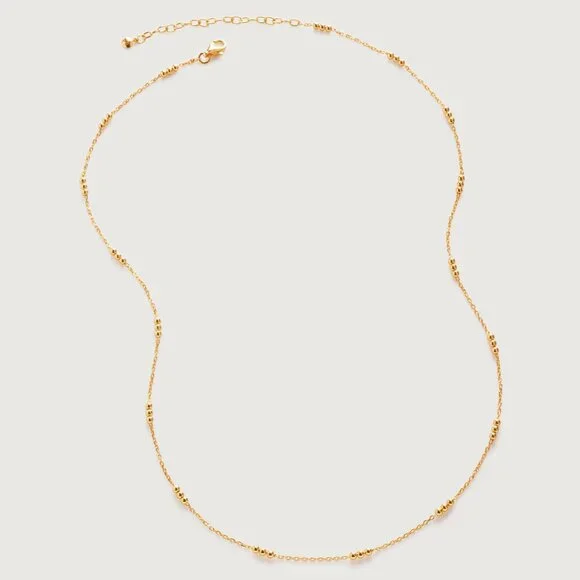 Monica Vinader Triple Beaded Chain Necklace 18-20' 18k Gold Vermeil - Picture 1 of 4